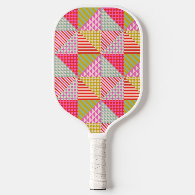 Colourful Patchwork Pickleball Paddle (Front)