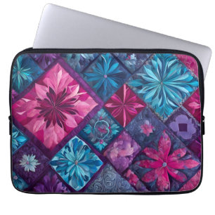 Colourful Patchwork Quilt Art Laptop Case