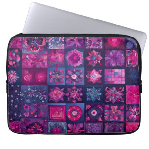 Colourful Patchwork Quilt Art Laptop Case