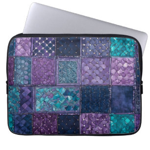 Colourful Patchwork Quilt Art Laptop Case