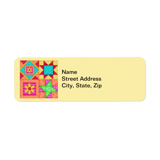Colourful Patchwork Quilt Art Return Address Label (Front)