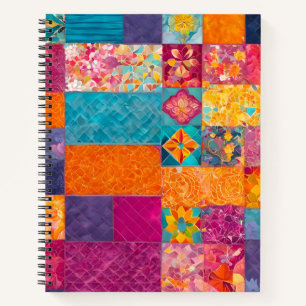 Colourful Patchwork Quilt Art Spiral Notebook