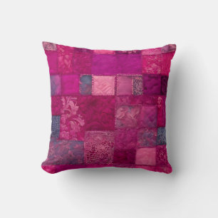 Colourful Patchwork Quilt Art Square Throw Pillow