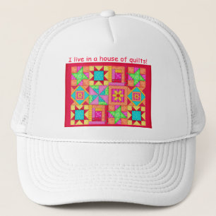 Colourful Patchwork Quilt Blocks Art Trucker Hat