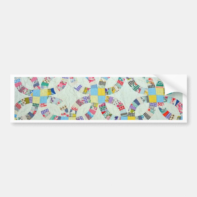 Colourful patchwork quilt bumper sticker (Front)