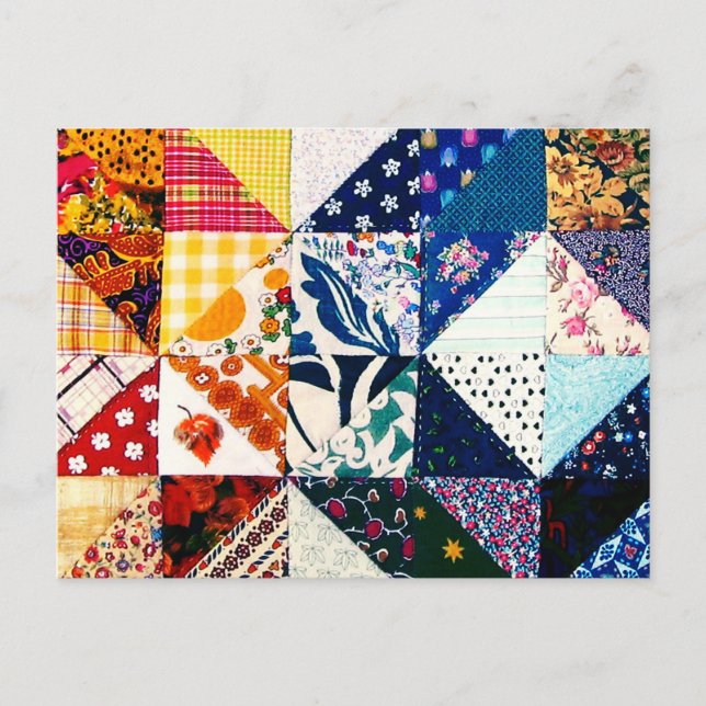 Colourful Patchwork Quilt Crafty Crafter's Postcard (Front)