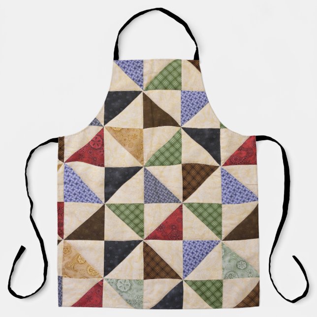 Colourful Patchwork Quilt: Flower Texture. Apron (Front)