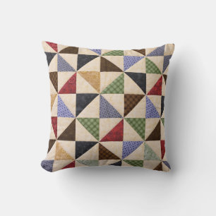 Colourful Patchwork Quilt: Flower Texture. Cushion