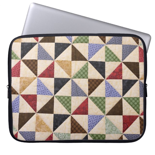 Colourful Patchwork Quilt: Flower Texture. Laptop Sleeve (Front)