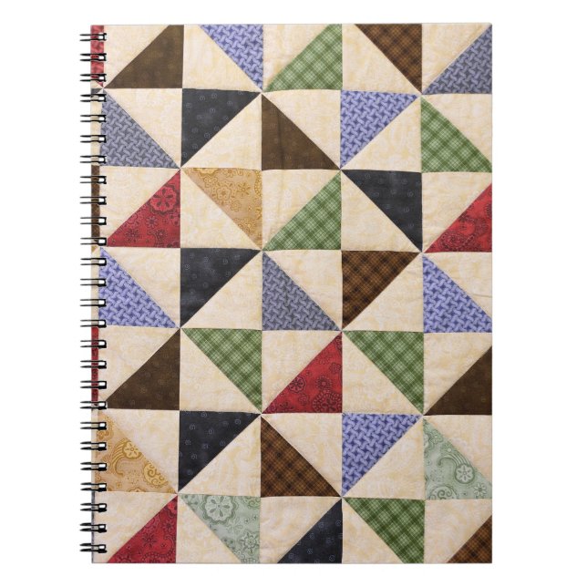 Colourful Patchwork Quilt: Flower Texture. Notebook (Front)