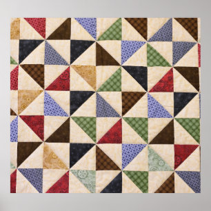 Colourful Patchwork Quilt: Flower Texture. Poster