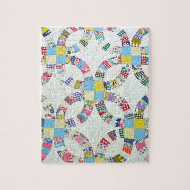 Colourful patchwork quilt jigsaw puzzle (Vertical)