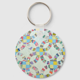 Colourful patchwork quilt key ring