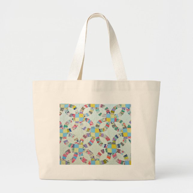Colourful patchwork quilt large tote bag (Front)