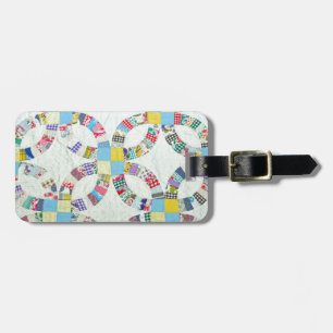 Colourful patchwork quilt luggage tag