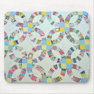 Colourful patchwork quilt mouse pad
