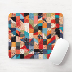 Colourful Patchwork Quilt Pattern Mouse Pad
