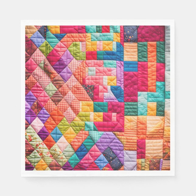 Colourful Patchwork Quilt Pattern Napkin (Front)