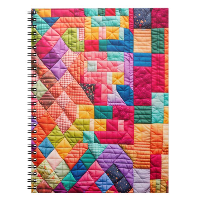 Colourful Patchwork Quilt Pattern Notebook (Front)