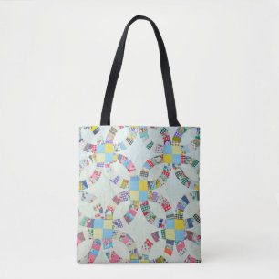 Colourful patchwork quilt pattern tote bag