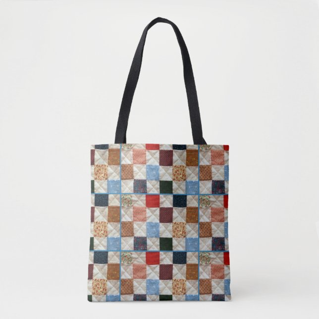 Colourful patchwork quilt pattern tote bag (Front)