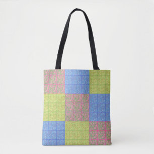 Colourful patchwork quilt pattern tote bag