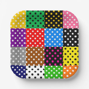Colourful Patchwork Quilt Polka Dots Paper Plate