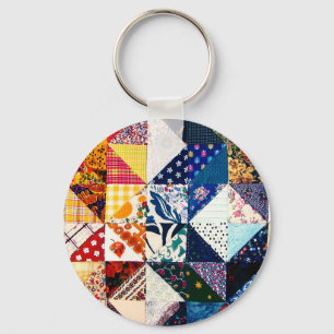Colourful Patchwork Quilt Unique Colourful Key Ring