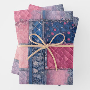 Colourful Patchwork Quilt Wrapping Paper Sheets