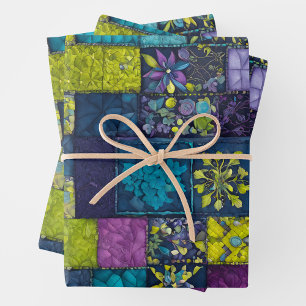 Colourful Patchwork Quilt Wrapping Paper Sheets