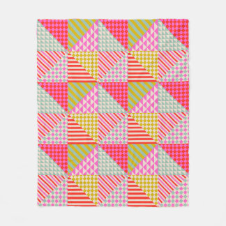 Colourful Patchwork Sherpa Couch Blanket