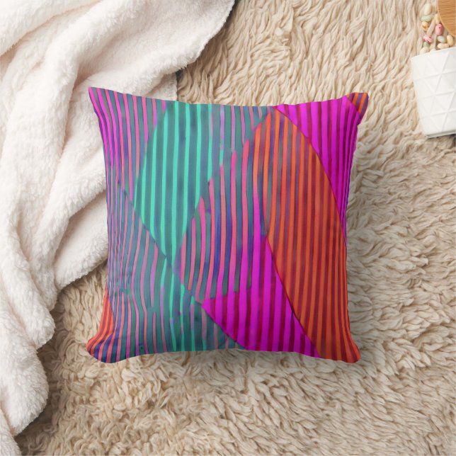 Colourful patchwork stripes cushion (Blanket)
