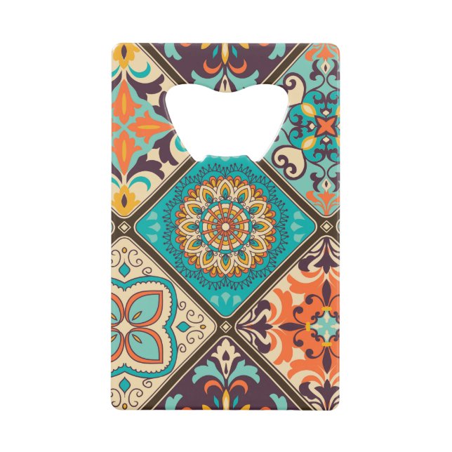 Colourful patchwork tile: Islamic motifs. (Front)