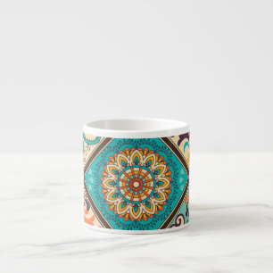 Colourful patchwork tile: Islamic motifs. Espresso Cup