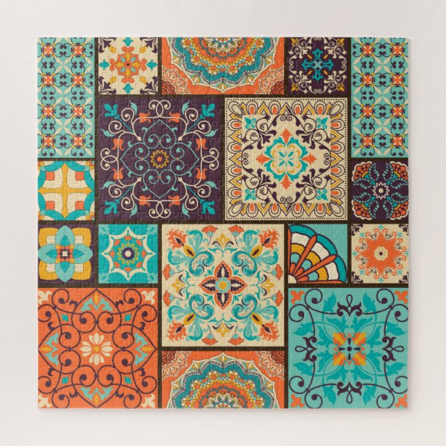 Colourful patchwork tile: Islamic motifs. Jigsaw Puzzle (Vertical)