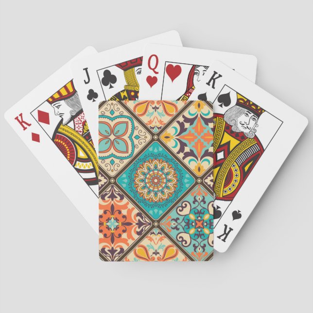 Colourful patchwork tile: Islamic motifs. Playing Cards (Back)