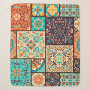 Colourful patchwork tile: Islamic motifs. Sherpa Blanket