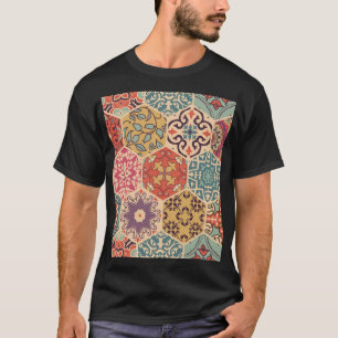 Colourful Patchwork Tile Islamic Motifs T-Shirt