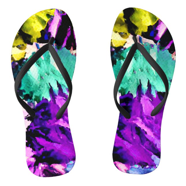 Colourful Pattern Artwork Thongs (Footbed)