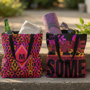 Colourful Pattern Bag With The Text Awesome