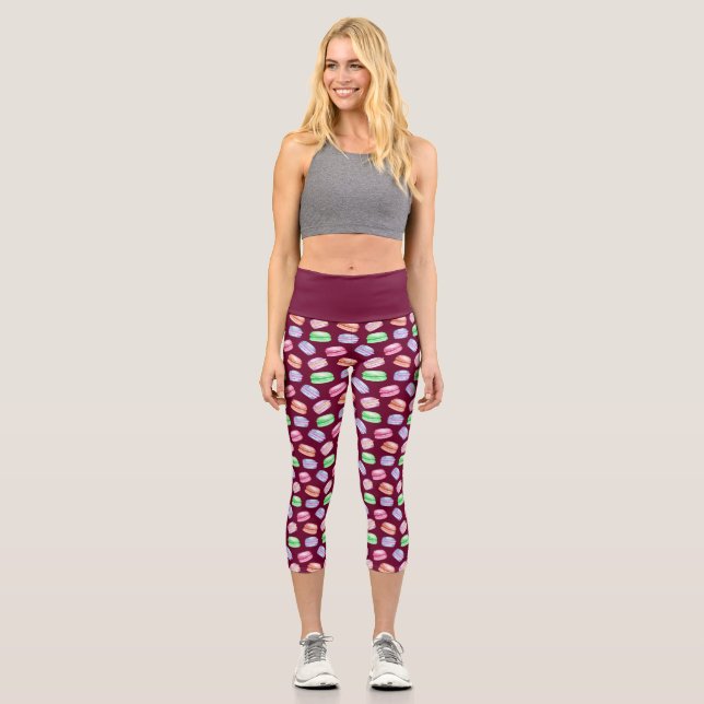 Colourful Pattern Cookies Macarons Dessert Capri Leggings (Front)