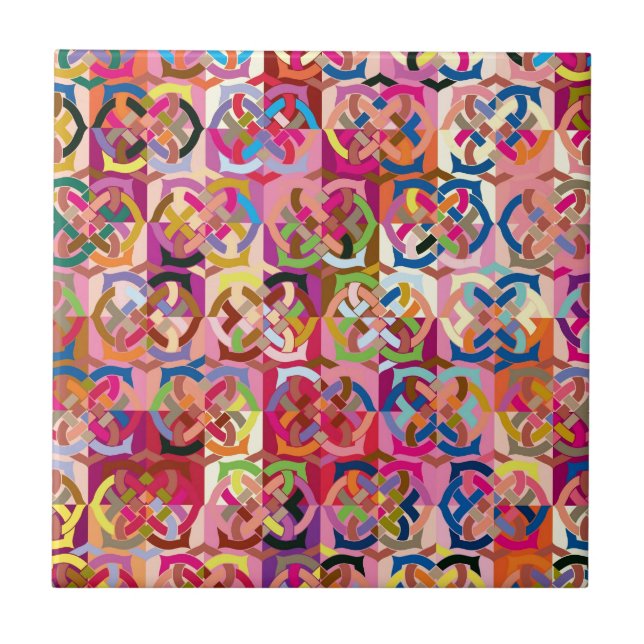 Colourful Pattern Creation "Colour Connections" Ceramic Tile (Front)