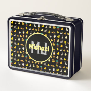 Colourful pattern Ducks cute baby animal monogram Metal Lunch Box