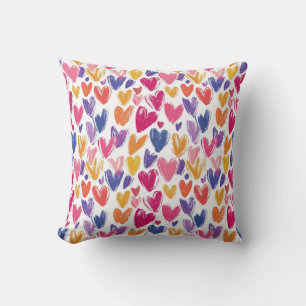 colourful pattern for valentine's day with hearts cushion