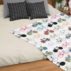 Colourful Pattern of Bicycles Fleece Blanket