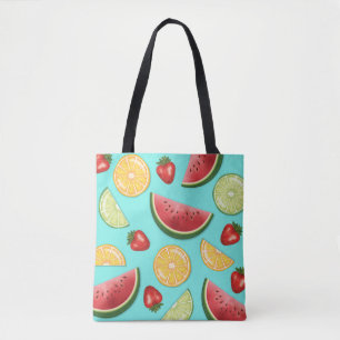 Colourful Pattern Of Citrus Melon Strawberry Fruit Tote Bag