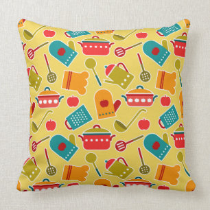 Colourful pattern of kitchen utensils cushion