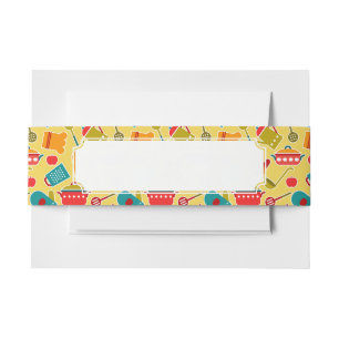Colourful pattern of kitchen utensils invitation belly band