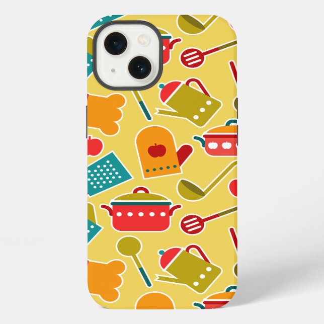 Colourful pattern of kitchen utensils iPhone case (Back)