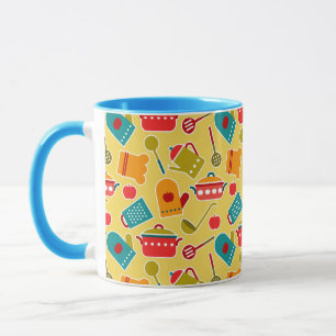 Colourful pattern of kitchen utensils mug